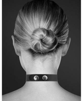 Collier en cuir noir SM avec Slave en strass 